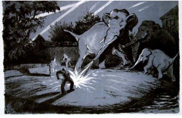 Рисунок о подвиге слона Шанго